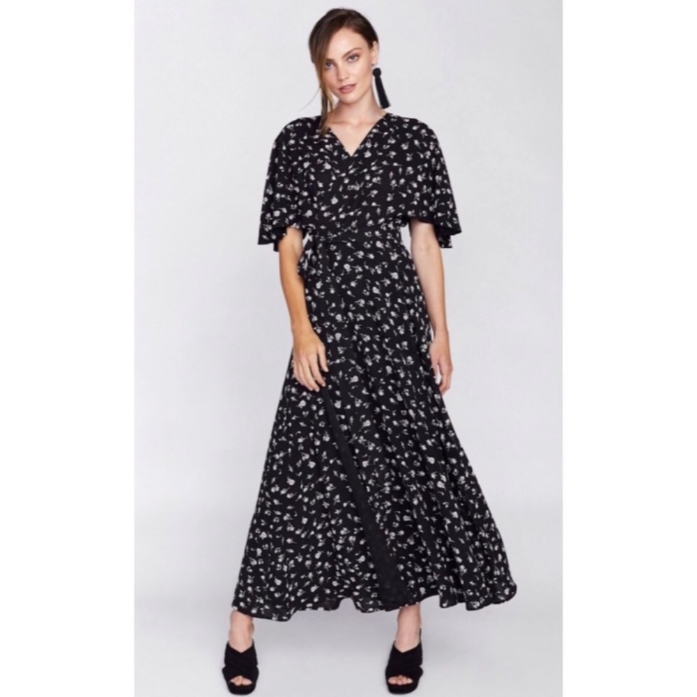 Wildfox Couture Floral Wrap Maxi Dress Sz Sm